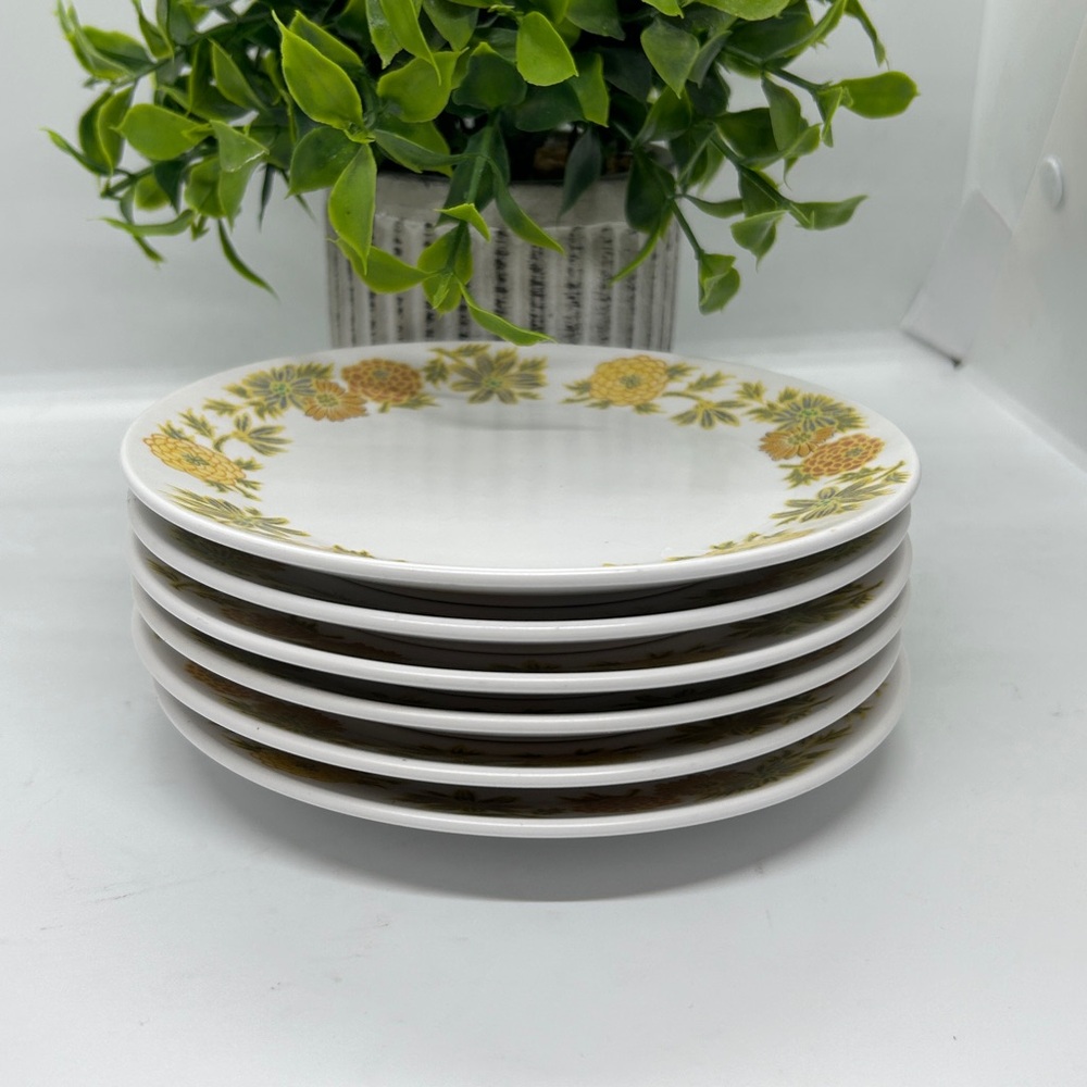 VTG 6 Noritake Progression SUNNY SIDE Marigold 6-1/4" Bread Side Plates Japan - Picture 4 of 8